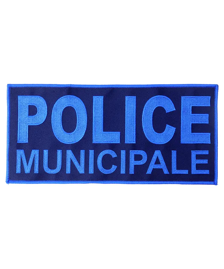 Badge Bleu Police Municipale Basse Visibilité 28x13cm