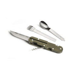 Couteau Bivouac avec couverts - Kaki