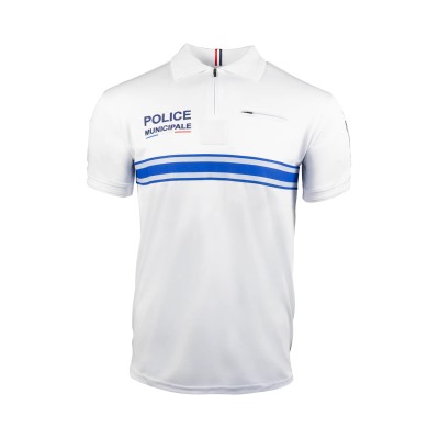 White Short Sleeve Zippered Breathable Mesh Polo