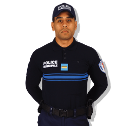 Polo marine manches longues