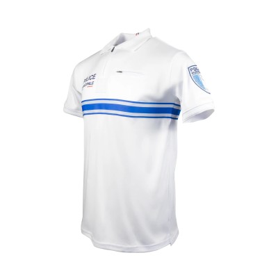 White Short Sleeve Zippered Breathable Mesh Polo